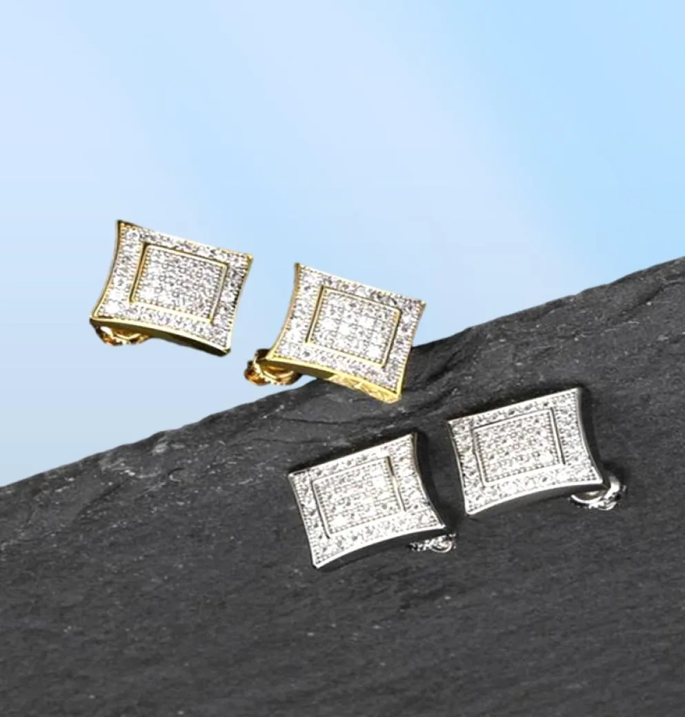 Luxe zirkon oorbellen mode mannen vrouwen hiphop oorbellen rappers sieraden voortreffelijk 18k gouden rhodium vergulde stud oorbellen7366280