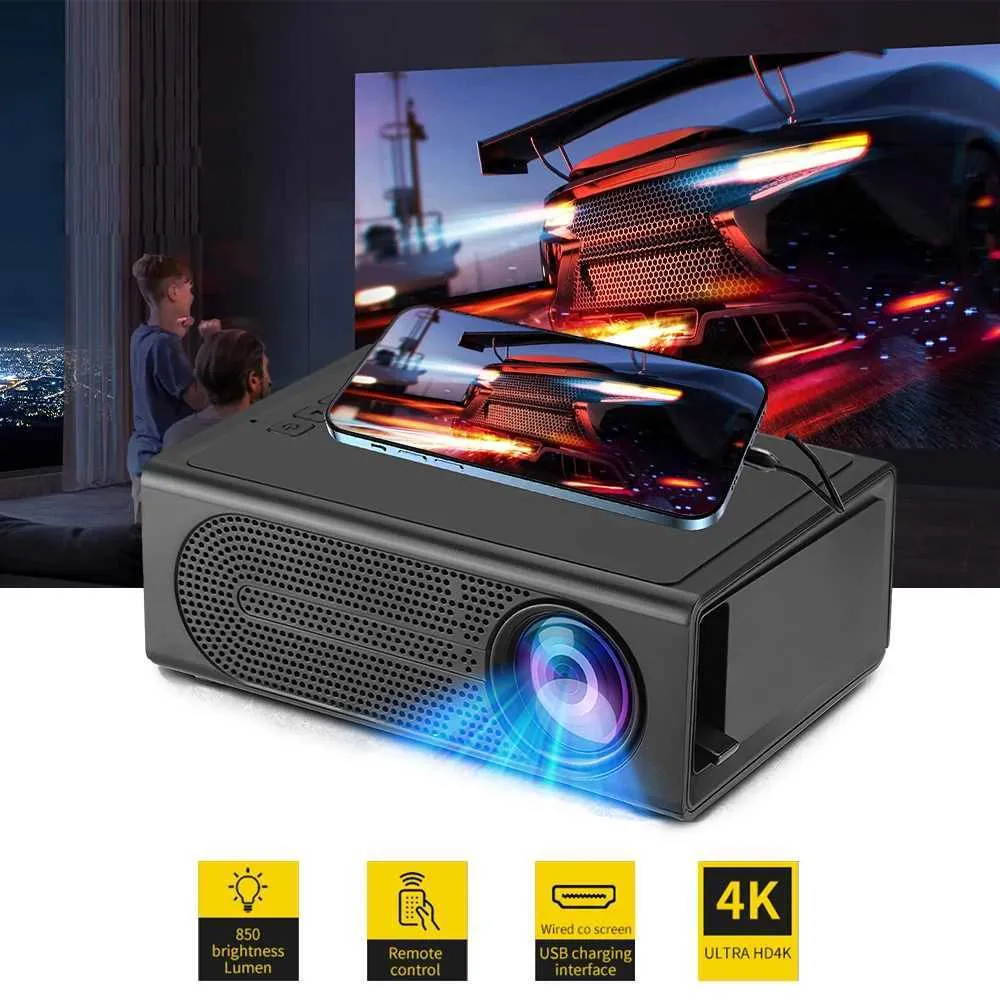 Projektörler 4K Taşınabilir Mini Projektör 1080p 3D LED Video Projektör Kablo Ekran Döküm Full HD Ev Sineması Oyunu Projektör J240509