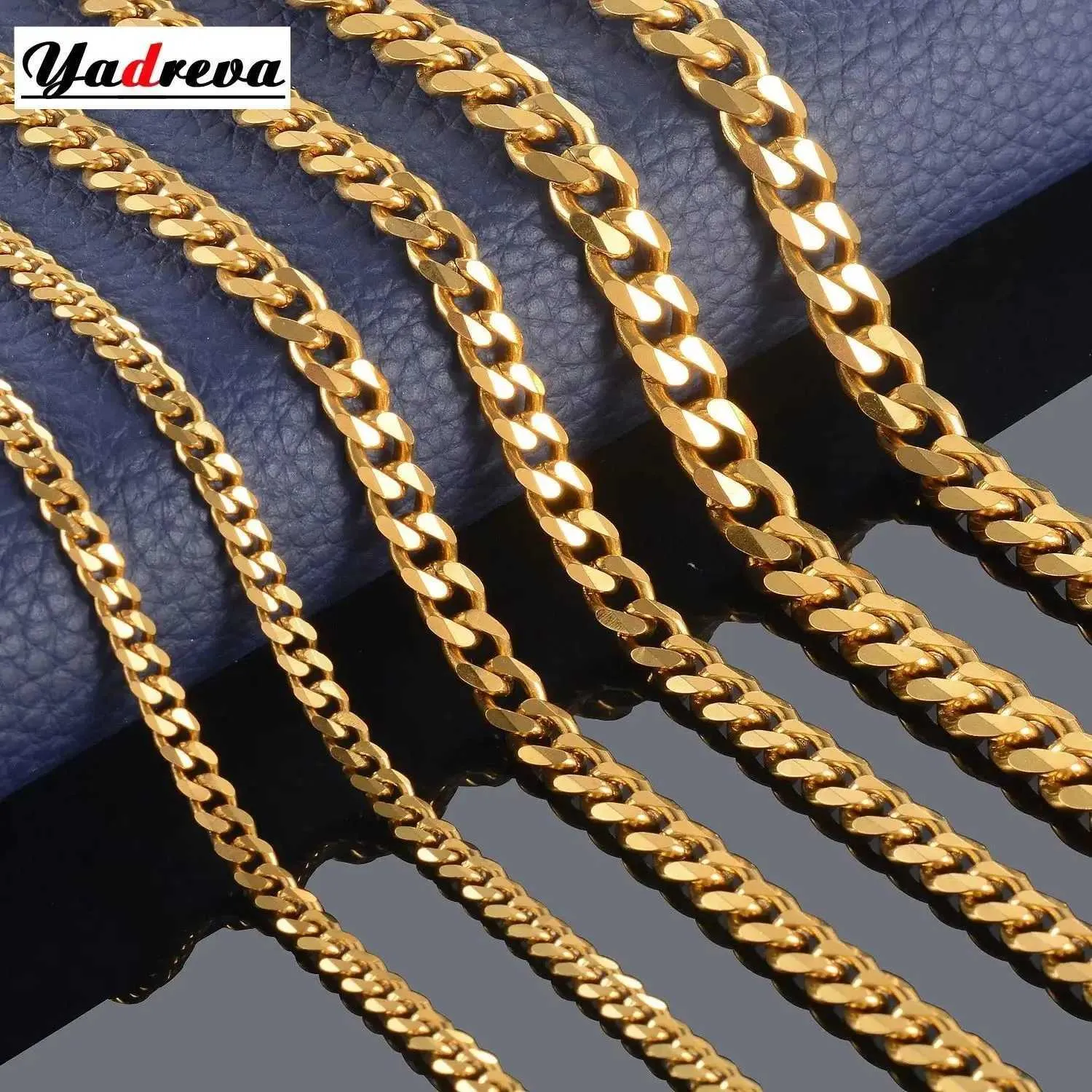 Chains High Quality Width 3.5mm/ 5mm/7mm Stainless Steel Gold Color Cuban Chain Waterproof Men woman Curb Link Necklace Various Sizes d240509