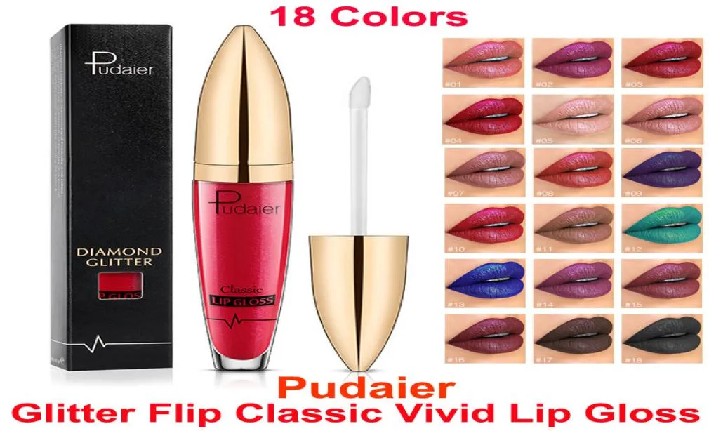 Pudaier Lipgloss Glitter Flüssiger Lippenstift 18 Farben Klassiker Lip Gloss Pearlit Make -up Samt Matte Lippenstifte wasserdichtes Diam7286860