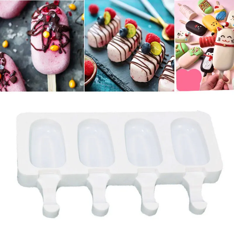 Popsícula de silicona moldes de helado Moldes de bricolaje de frutas de fruta Moldes para el fabricante de moldes de pastel ovalado W0249