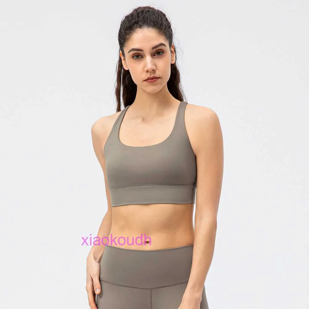 Designer LuL Yoga Outfit Sport Bras Women High Support New Nude Yoga Bra Cross Backless Bodybuilding Shockproof Outdoor Running Vest 22732