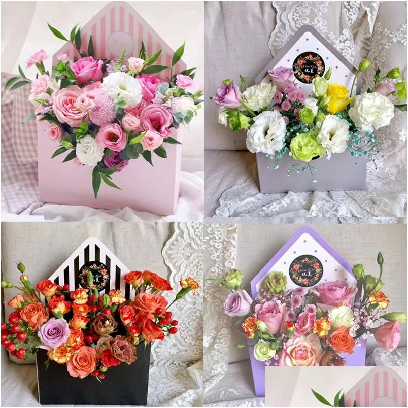 Geschenkwikkeling Mode Envelop Box Bloemverpakking Floral Bouquet Florist Leveringen Materialen Huwelijksfeest Decoratie 20x7x30cm Drop de Dhmph