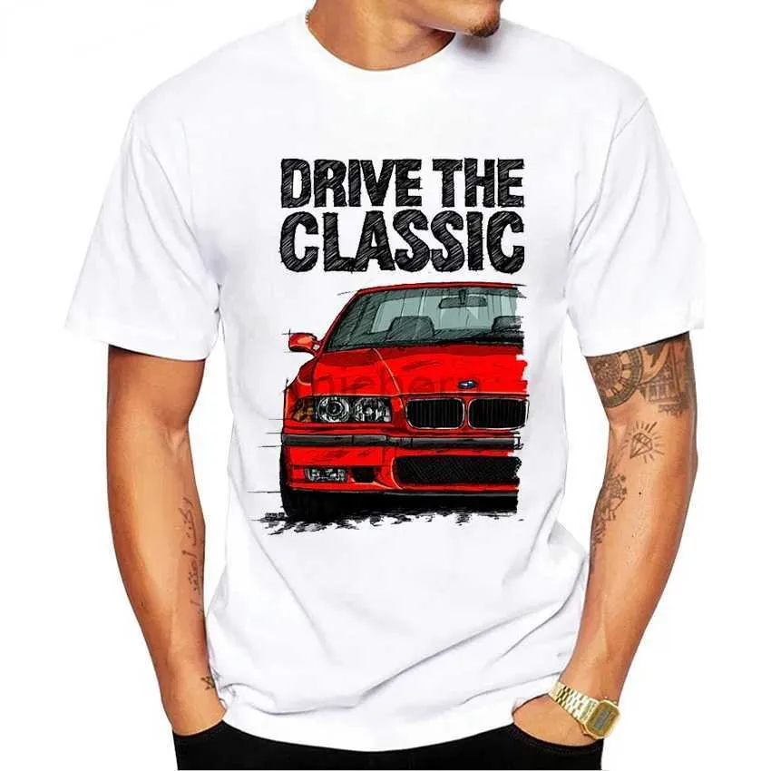 T-shirts voor heren Modale nieuwe zomer mannen Old Drive Classic Duitse E30 Retro korte mouw EUDM E36 M3 Witte jongen Casual Top T-shirt D240509