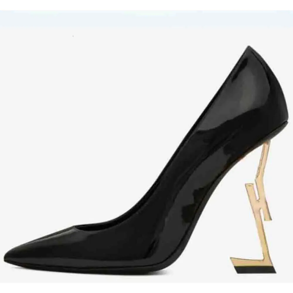 YSL ﾠ Brand Designer Ladies High Heel Sapatos Sexy Letters Sexy Leather Fashion Pumps Novo sapato de calçado de primavera