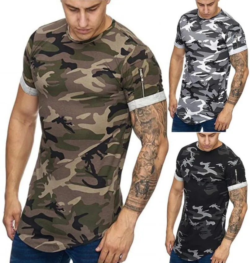 T-shirts à manches courtes décontractées Camou de conception de gradient numérique motif camouflage mince tissu élastique tshirts6664235