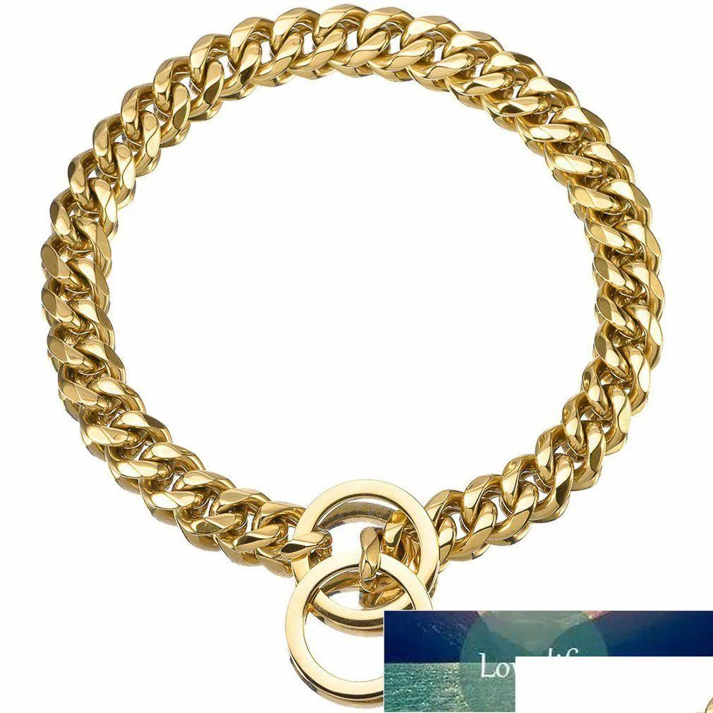 Dog Collars Leashes 45Cm Large Gold Chain Collar Metal Big Summer Pet Fashion Accessories Bldog Necklace Drop Delivery Home Garden Dhkby