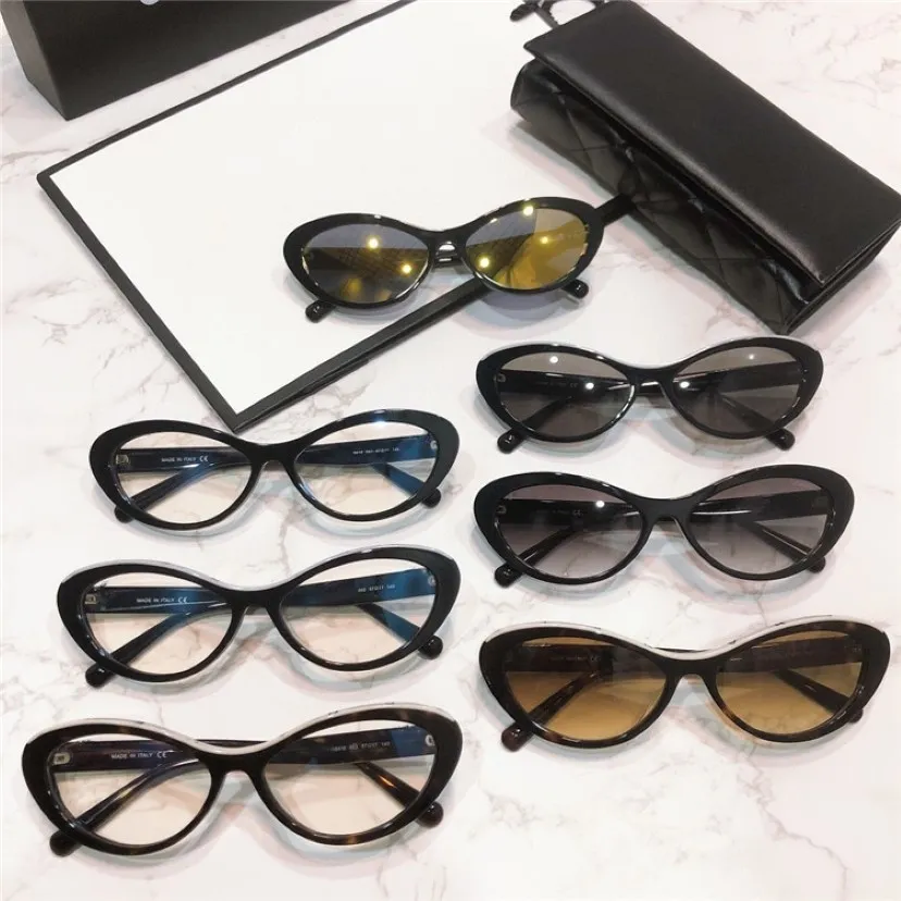 Солнцезащитные очки 2021 Женские кот глаз CH5416 поляризованный модный веб -блогговый блогер Star Brand Design Rame Eyewear 267t