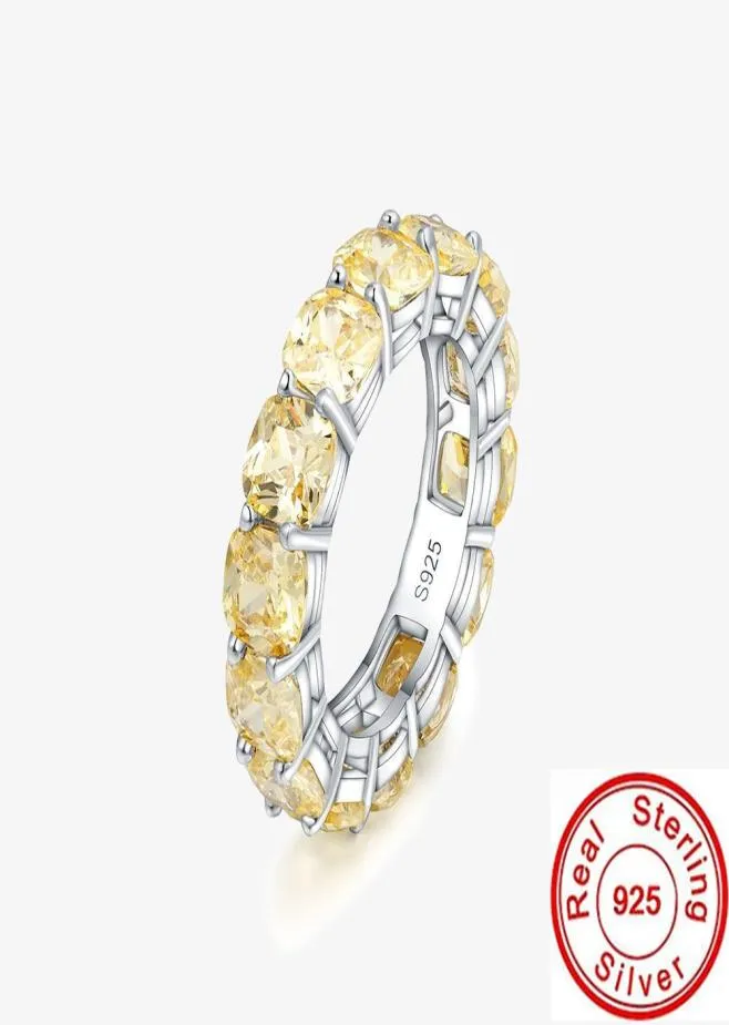Eternity Topaz Diamond Ring 100 Real 925 Sterling Silber Engagement Ehering Band Ringe for Women Men Party Versprechen Schmuck1202902