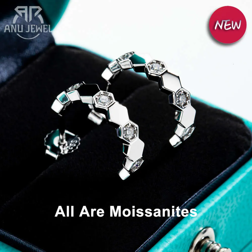 Anujewel Moissanite Wabe -Hoop -Ohrringe Sterling Sier D Farbe Vvs1 erstellt Diamond Hie Ohrringe für Frauen Schmuck