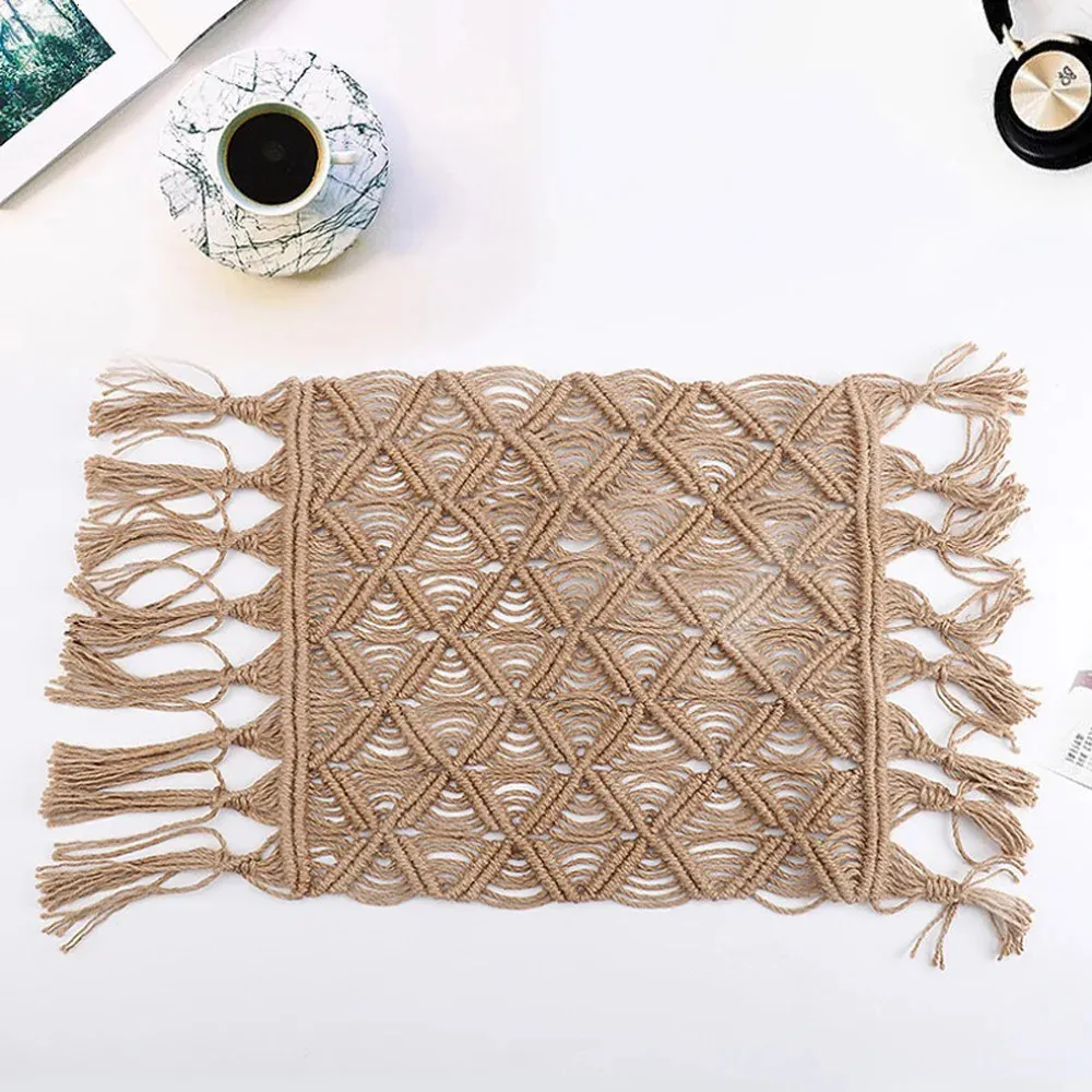 Jute Burlap Couverture née Propographie Macrame Macrame Twine superposition en tricot Posing Couche Baby Fotoshooting Rug accessoires 240429