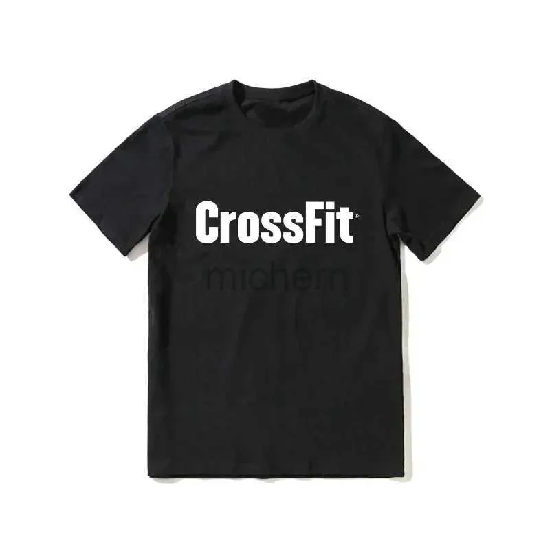 Herr t-shirts 2024 sommar ny crossfit tillkännager bästa passform för män svart kortärmad t-shirt cool gata t-shirt enstaka bit till salu D240509