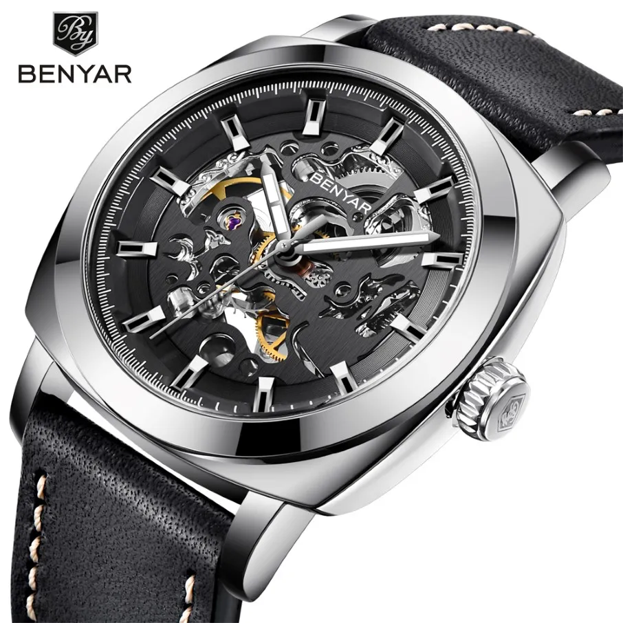 Relogio Masculino Benyar Mens Watches Top Brand Luxury Automatic Mechanical Men Business Waterproof Sport Watch Reloj Hombre 271i