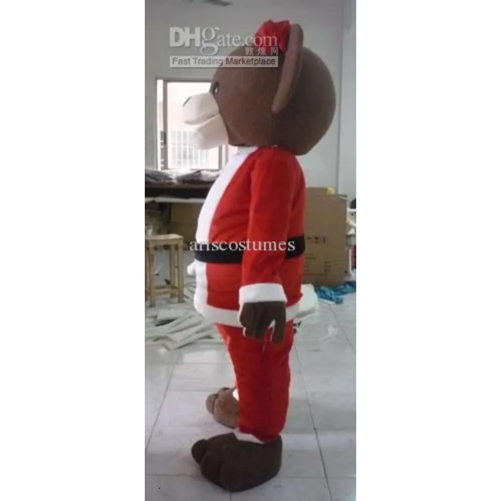 Mascot kostymer jul Santa Bear Mascot outfit Kids Party Fancy Adult Costume Holiday Dress