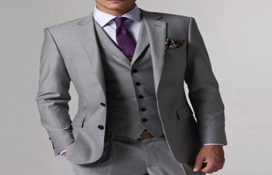 Dostosowany nowy moda Men039S Men039s Suit TreePiece Suit Pole Patters Vest Grey SingleBreasted6891796