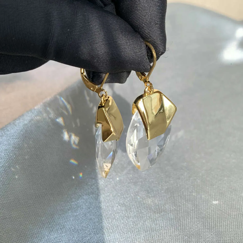 Hochwertiger Designer berühmter Markenschmuck transparent kristallgeometrische Anhänger Drop Ohrringe Frauen Trend Goth