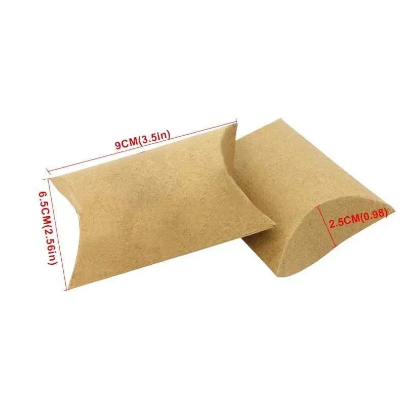 Kraft Paper Pillow Gift Wrap Favor Box Wedding Party Favour Boxes Baby Shower Gifts Card Package