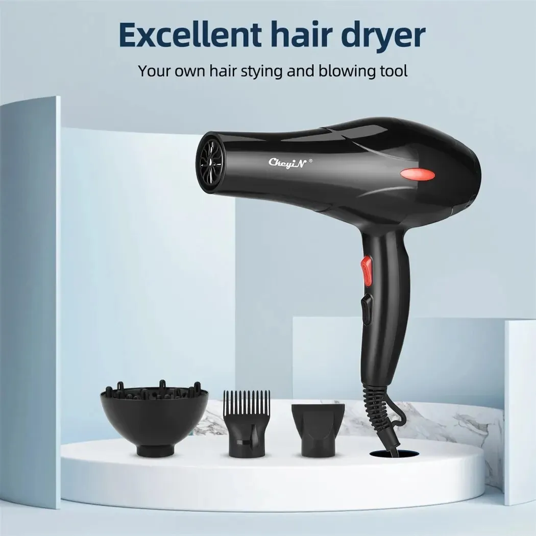 CkeyiN 1600W Hair Dryer Professional Negative Ion Blower Home Use Cold Blow Drying Salon Blower Diffuser Concentrator Nozzle 240509