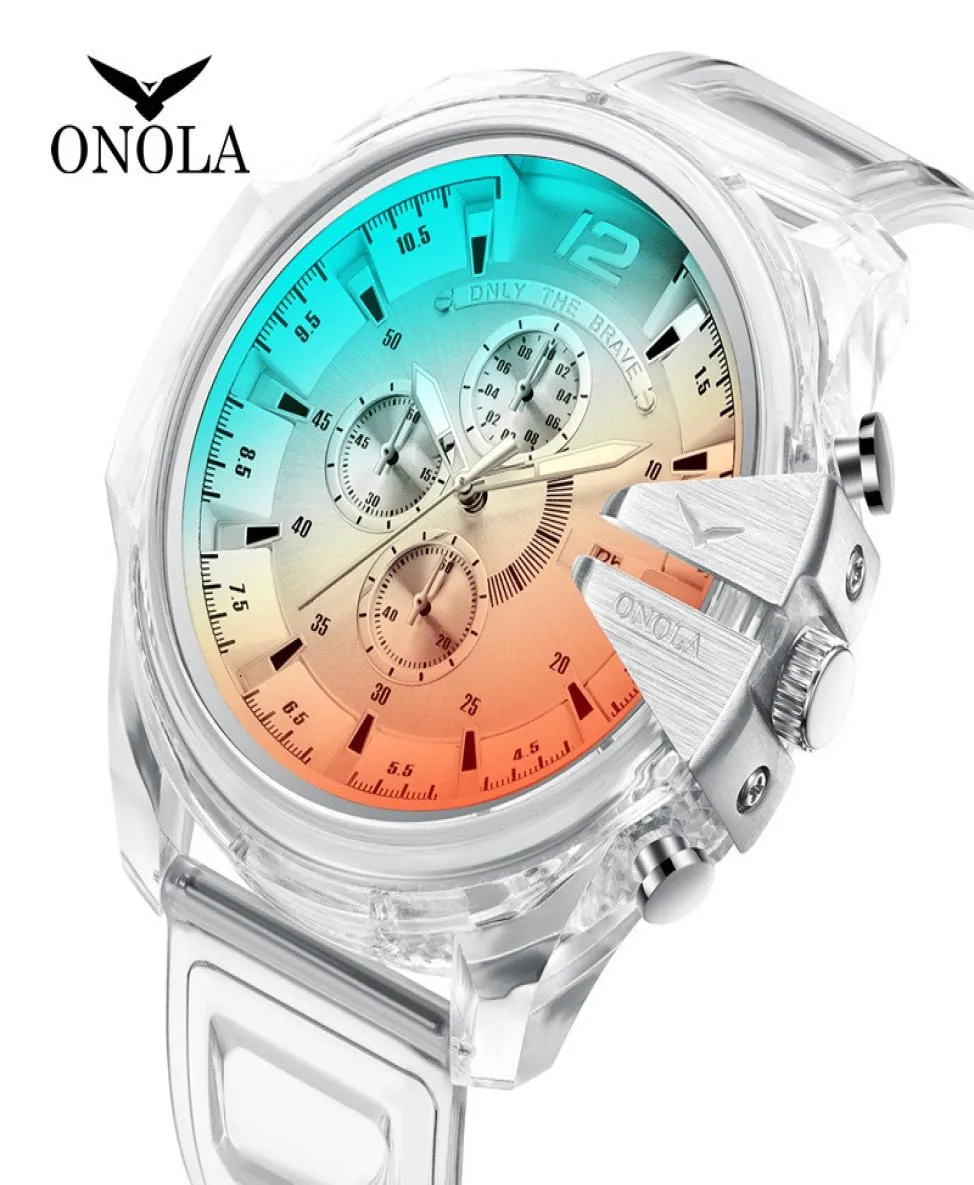 Plastic horloge Onola Fashion Trend Dames039S Men039S Waterdichte tape Quartz8577061