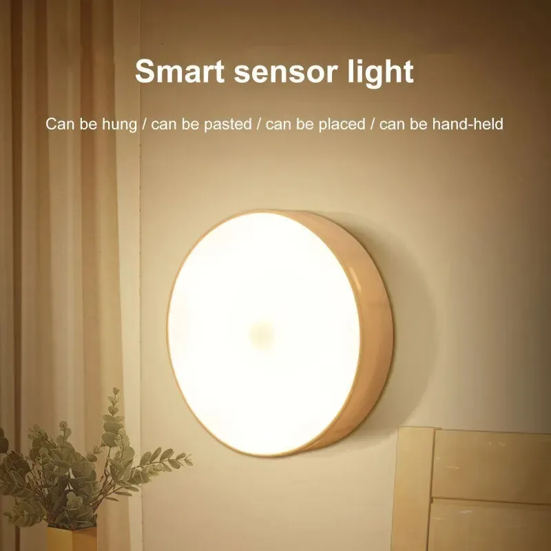 LED Smart Human Body Sensor Night Lamp Emergency Automatic Lighting USB Charging Wireless Magentic Suction Use Light 240508