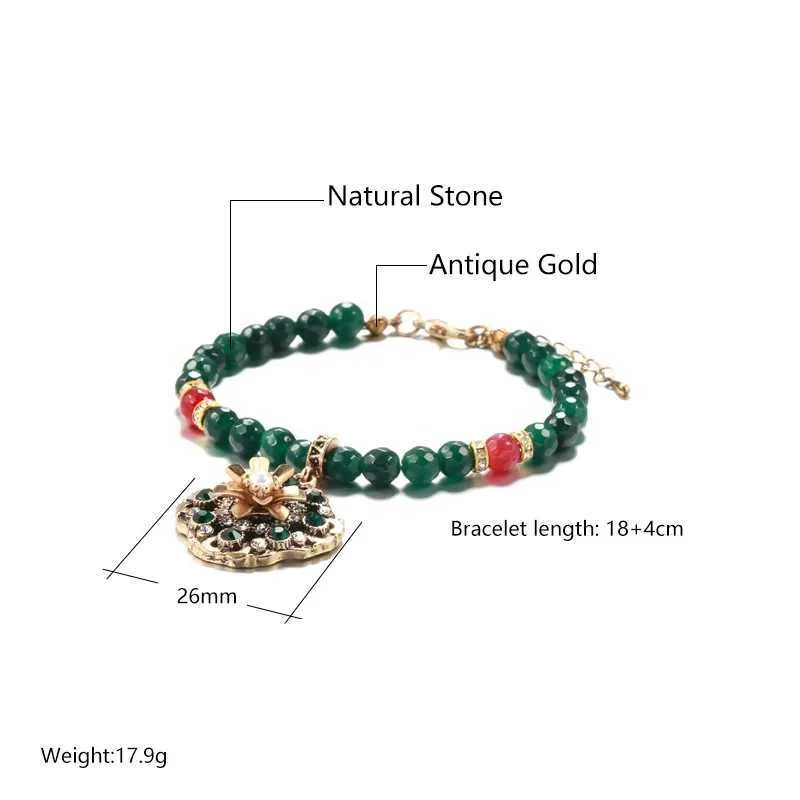 Braccialetti per matrimoni Kinel Fashion Etnic Bride Bracciale per donne Luxuria 585 Alley Zinc Green Natural Braccialetti in pietra naturale