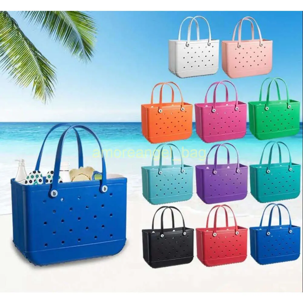 2024 Bogg Silicone Beach Large Tote Luxe Eva Plastic zakken Roze Blue Candy Women Cosmetic Bag PVC Basket Travel opbergzakken Buiten Handtas Tas