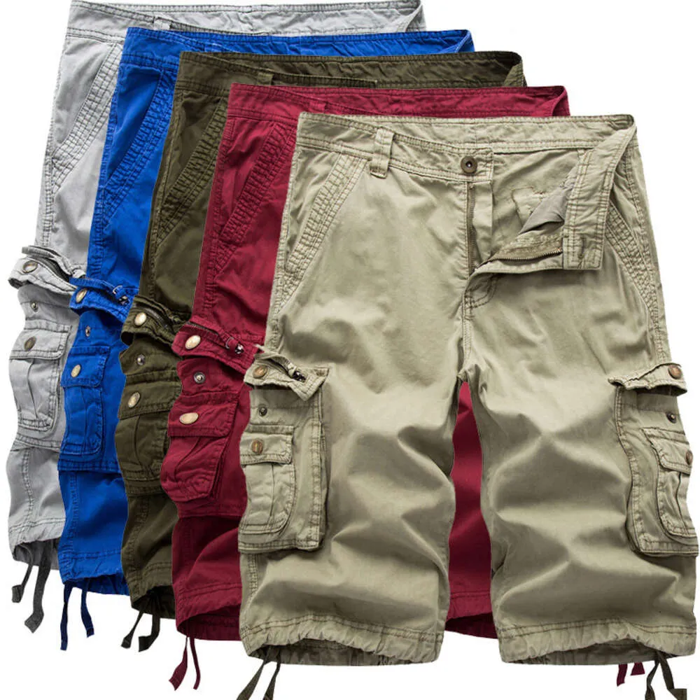 Été 2024 Shorts de vêtements de travail coupés surdimensionnés pour hommes, pantalon décontracté multi-poche