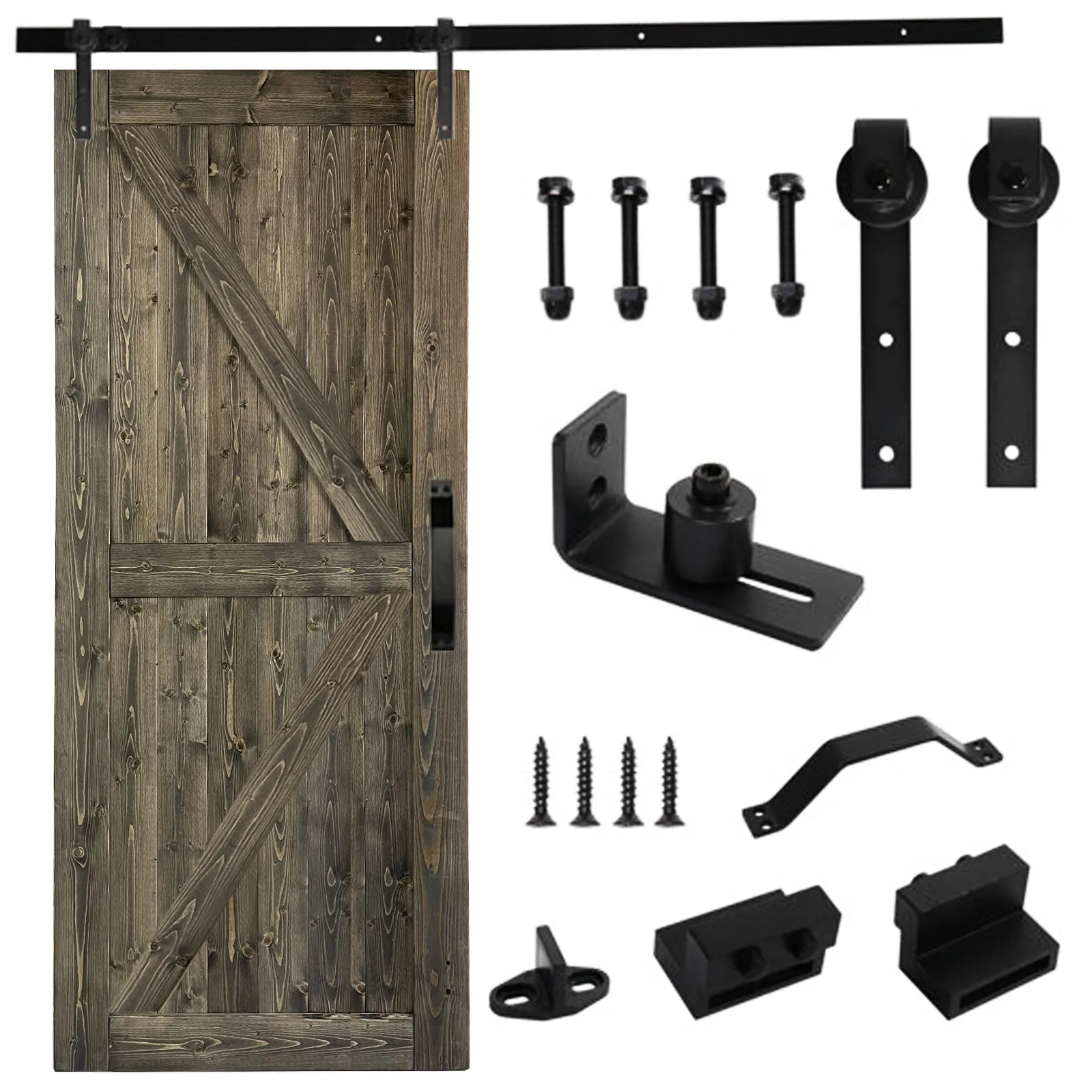 36x84 Sliding Glass Barn Door Kit – White PVC Surface With 6.6FT Hardware Included