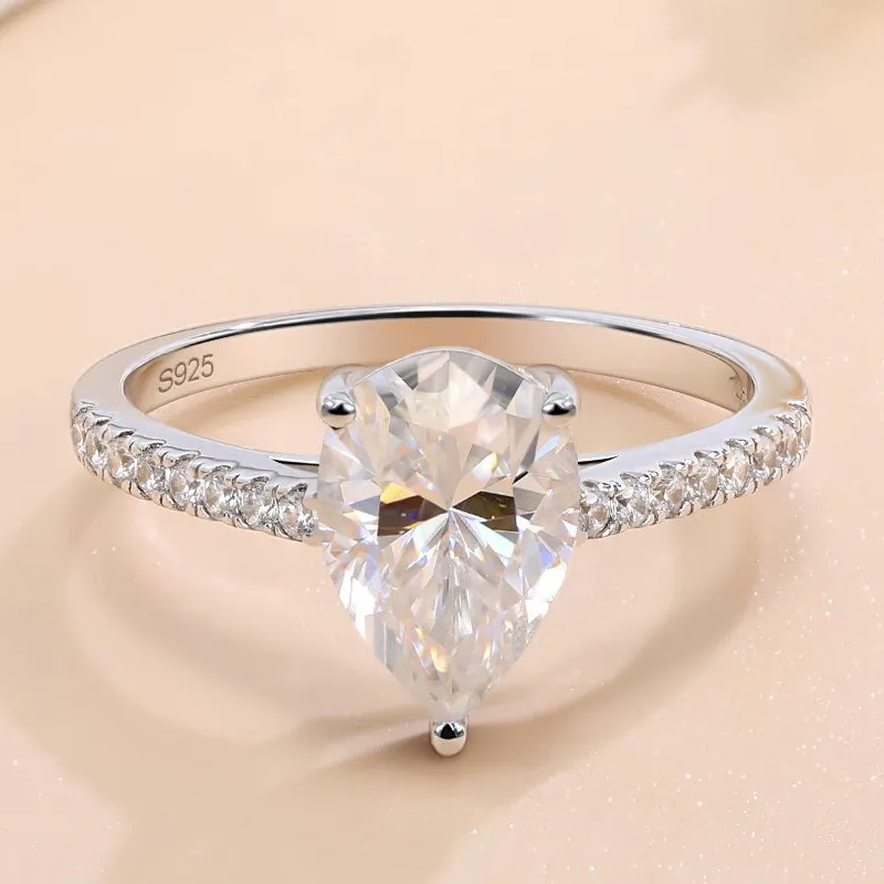Luksusowe kobiety pierścień moissanite S925 Solidny srebrny pierścionek wodny moissanite dla kobiet w rocznicę ślubu Rozmiar 5-11