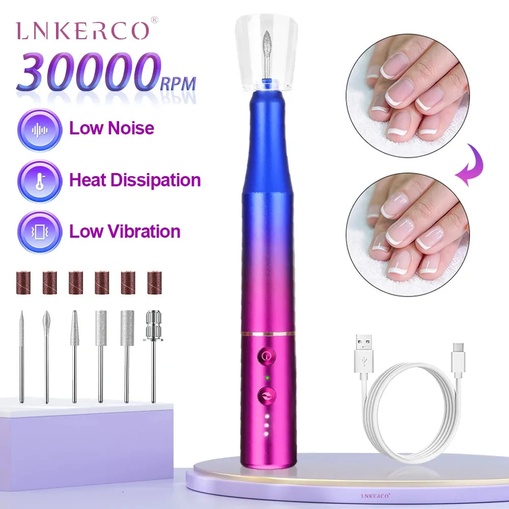 Lnkerco 30000RPM Nail Drill Machine Gradient Color Electric Sander For Manicure Milling Cutter Set Gel Polish Remover Tools 240509