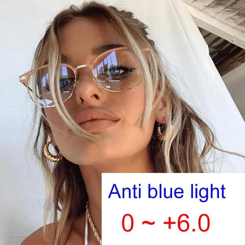 Zonnebrillen half frame anti blauw licht leesbril vrouwen mannen luxe ontwerper ronde brillen presbyopische diopters 0 tot 6 0 gafassunglas 200s