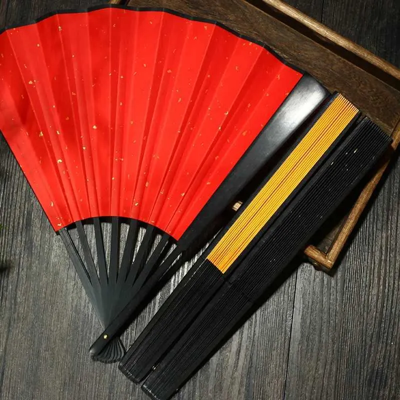 Prodotti in stile cinese spruzzano ventola di carta oro per uomo donna in stile cinese pieghevole fan plastica manico in plastica ventola artigianato donazione regalo di matrimonio