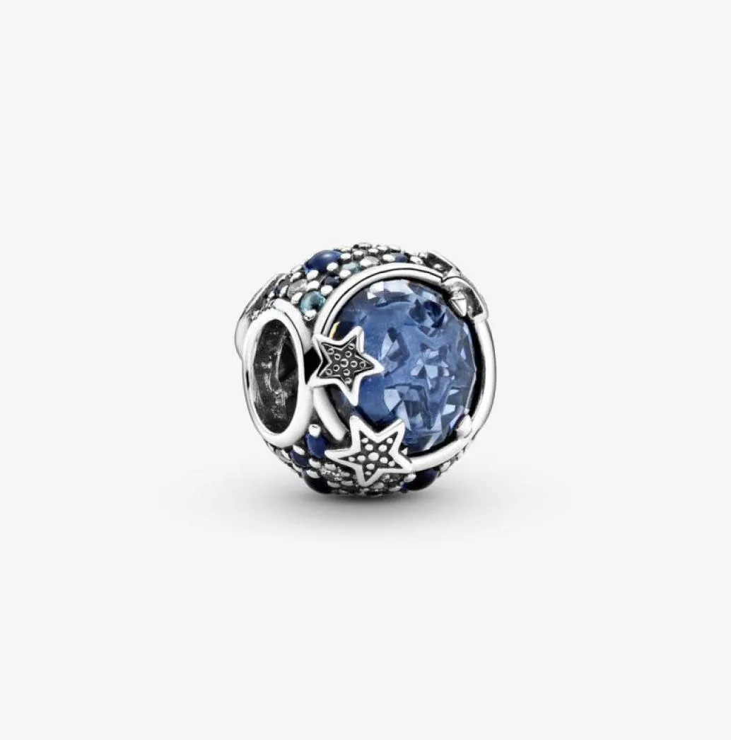 100 925 STERLING SLATER Celestial Blue Sparkling Stars Charms Fit Fit original European Charm Bracelet Moda Mulheres Engageme3268149