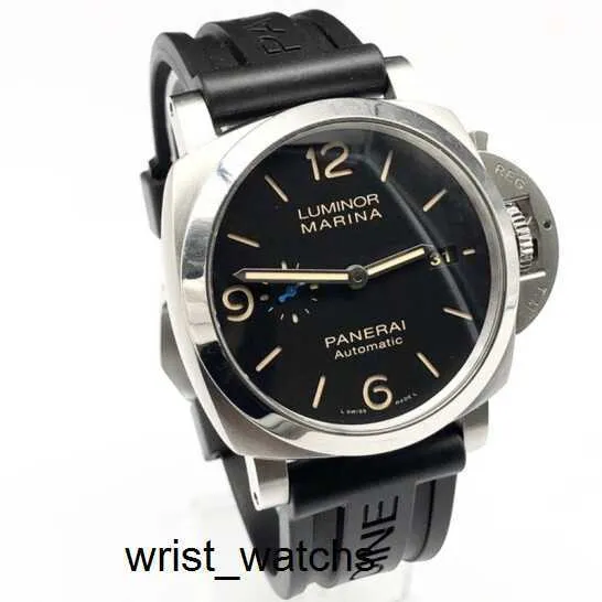 Panerai LUMINOR PAM01312 Men s Automatic Chronograph Watch 30ATM Waterproof Black Dial Black Rubber Strap Complete Set