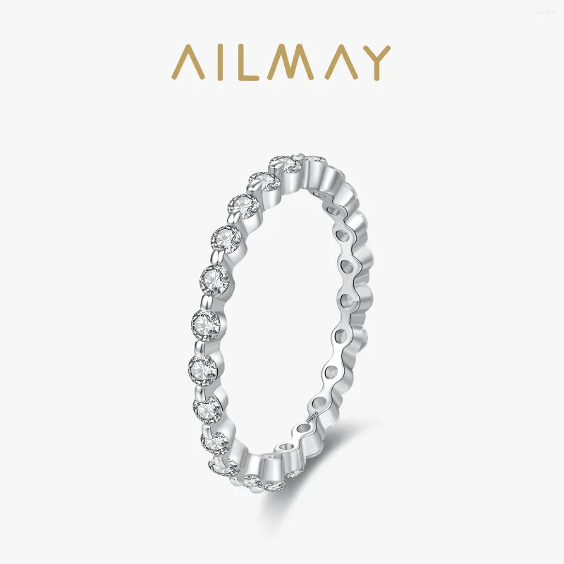 Cluster Rings Ailmay 925 Стерлинговое серебро роскошное сверкающее сверкающее полное CZ Stackable Form For Women Wedding Заявление