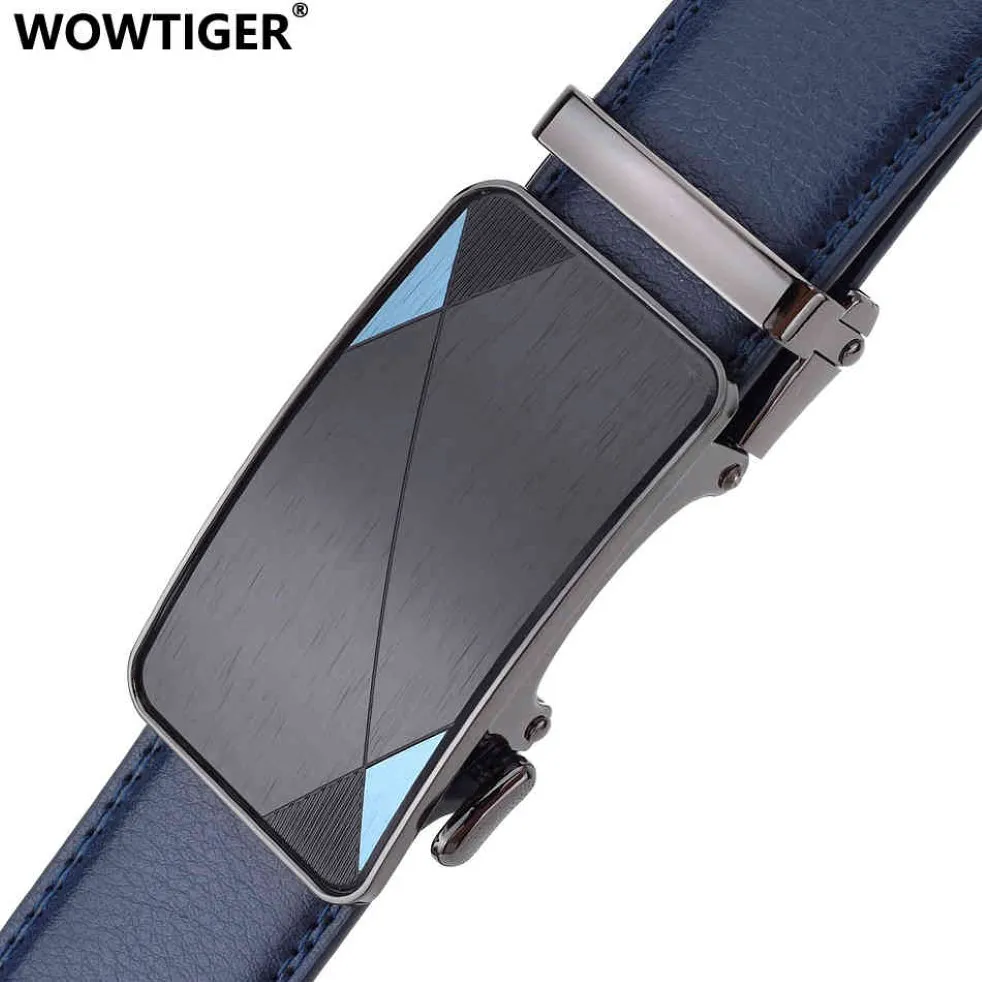 WOWTIGER BLUE 3 5 см шириной корова КОВЕРНАЯ КОВАНА Менс ремень кожи для кожи для кожи.