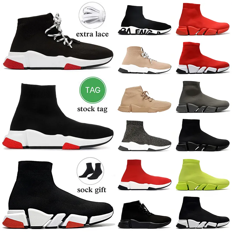 Top modeontwerper Sock Shoes Casual Mens Dames Speed Trainers 1.0 2.0 Platformlopers Triple S Loafers Tennis Shoe Booties Flat Sole Sneakers Chaussures Dhgate