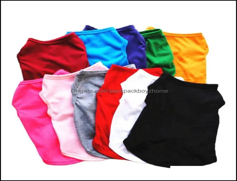 Leere DIY Hundekleidung Baumwollbekleidung Weste Haustierhemden Feste Farbe T -Shirt für kleine mittelgroße Hunde Katzen Welpen Kätzchen Drop Lieferung 25409638