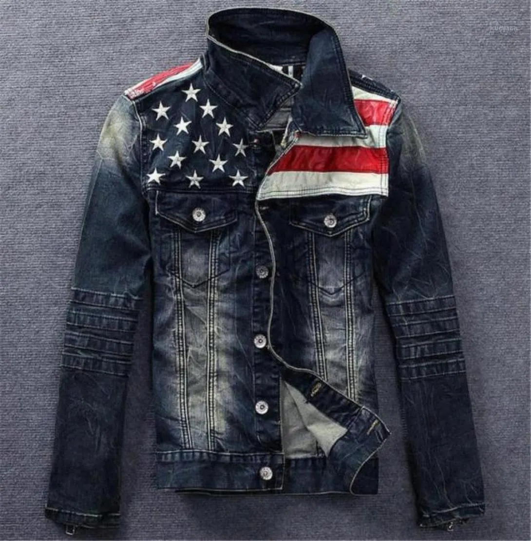 Men039s Jackets Fashion USA Design Mens Jeans American Army Style Man039s Clothing Denim Jacket för män plus asiatisk storlek MX5412154