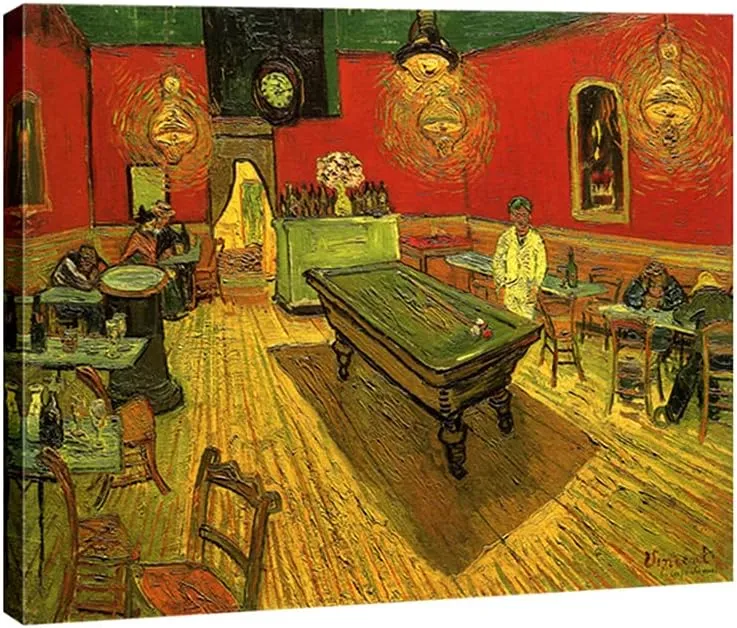 The Night Cafe in the Place Lamartine in Arles Classic Canvas Prints Wall Art door Van Gogh beroemde abstracte olierafschilderingen Reproductie Inlijst ARTWORK Afbeelding