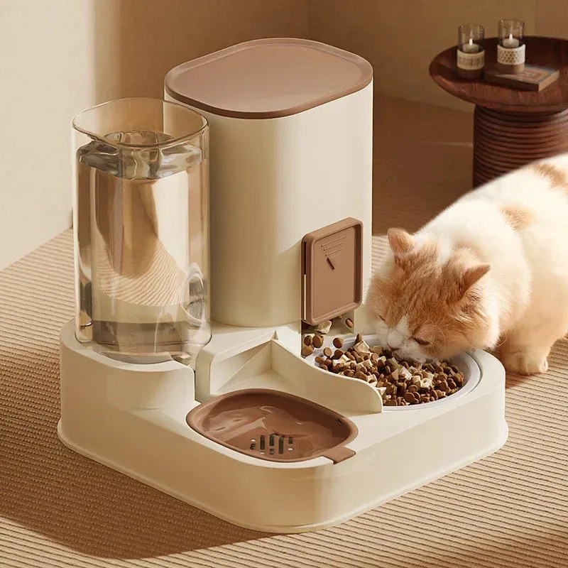 Otomatik Besleme ve Su Besleme hepsi bir arada makine evcil hayvan büyük kapasiteli içme suyu besleyici kedi maması besleme makinesi 240508