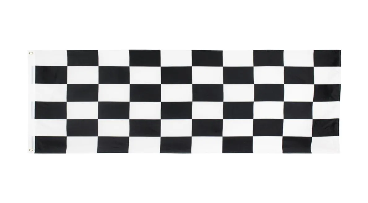 Black White Square Checkered Racing Car Drapeau d'usine directe Stock Double cousé pour Decoration6917515