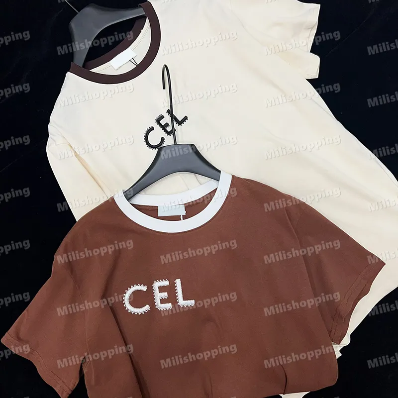 Lettera di colore a contrasto Tees ricami alfabeti camicie a maniche corte estate magliette di cotone da donna in cotone