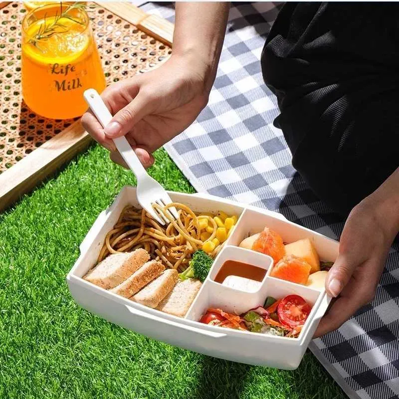 Boîtes à lunch Sacs 1100 ml Boîte à lunch Boîte de rangement alimentaire Conteneur léger Salade Riz Rice séparé de la boîte à lunch fraîche peut être chauffée au micro-ondes