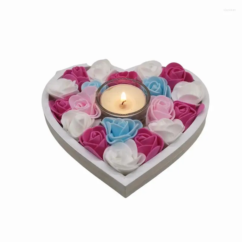 Fiori decorativi portacandele a candela forma a cuore roses candelabardi romantici candelabrili a mano ornamenti da tavolo per il matrimonio natale