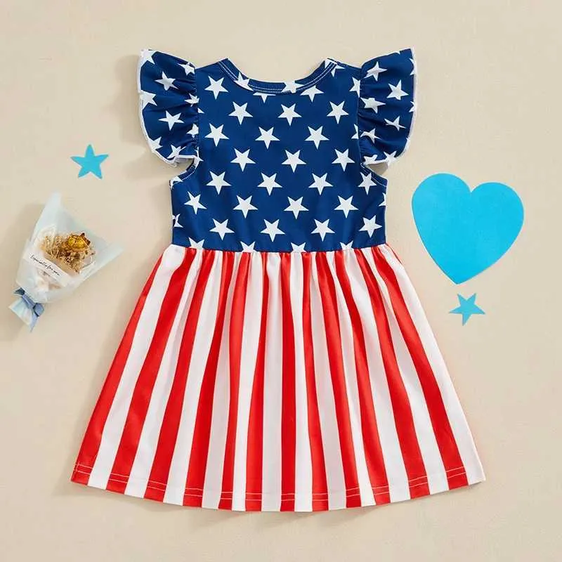 Toddler Girls 4th of July Dress Knee-Length A-Line Summer Outfit Ages 7m-6y  Red Blue Stars from Dhgate Girl's Dresses - price 9.36