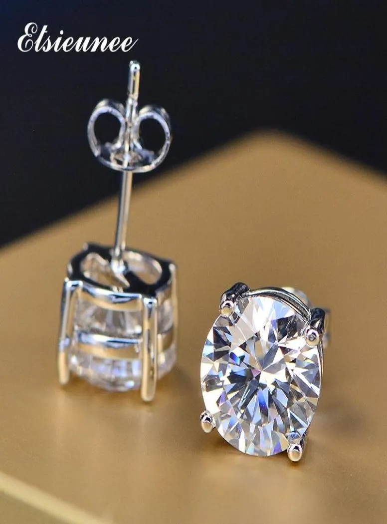 Elsieunee 925 Sterling Silver 678mm Round Cut Simulated Moissanite Diamond Earrings Engagement Wedding Stud Earrings for Women9861781