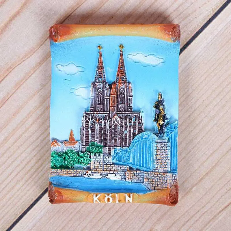 3pcsfridge magneten Duitse toerist Souvenir 3D -koelkast Sticker Berlijns architectuursticker Keulen Kathedraal Heidelberg Neckar River
