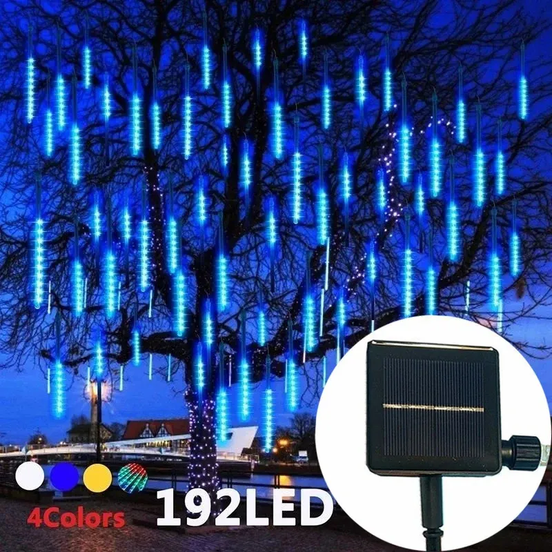 Solar LED Meteoor Douche Outdoor Kerstmis Decoratie Licht String Fairy Lights Street Garden Yard Holiday Lighting 240508