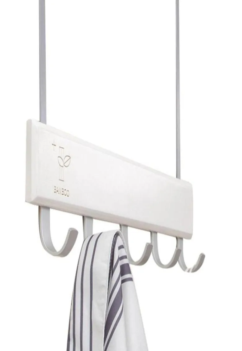 Over deurhaken multifunctioneel hangende rek houten jas hanger deur haakrek muur hangen voor stoffen broek hoed handdoek punch f4014879